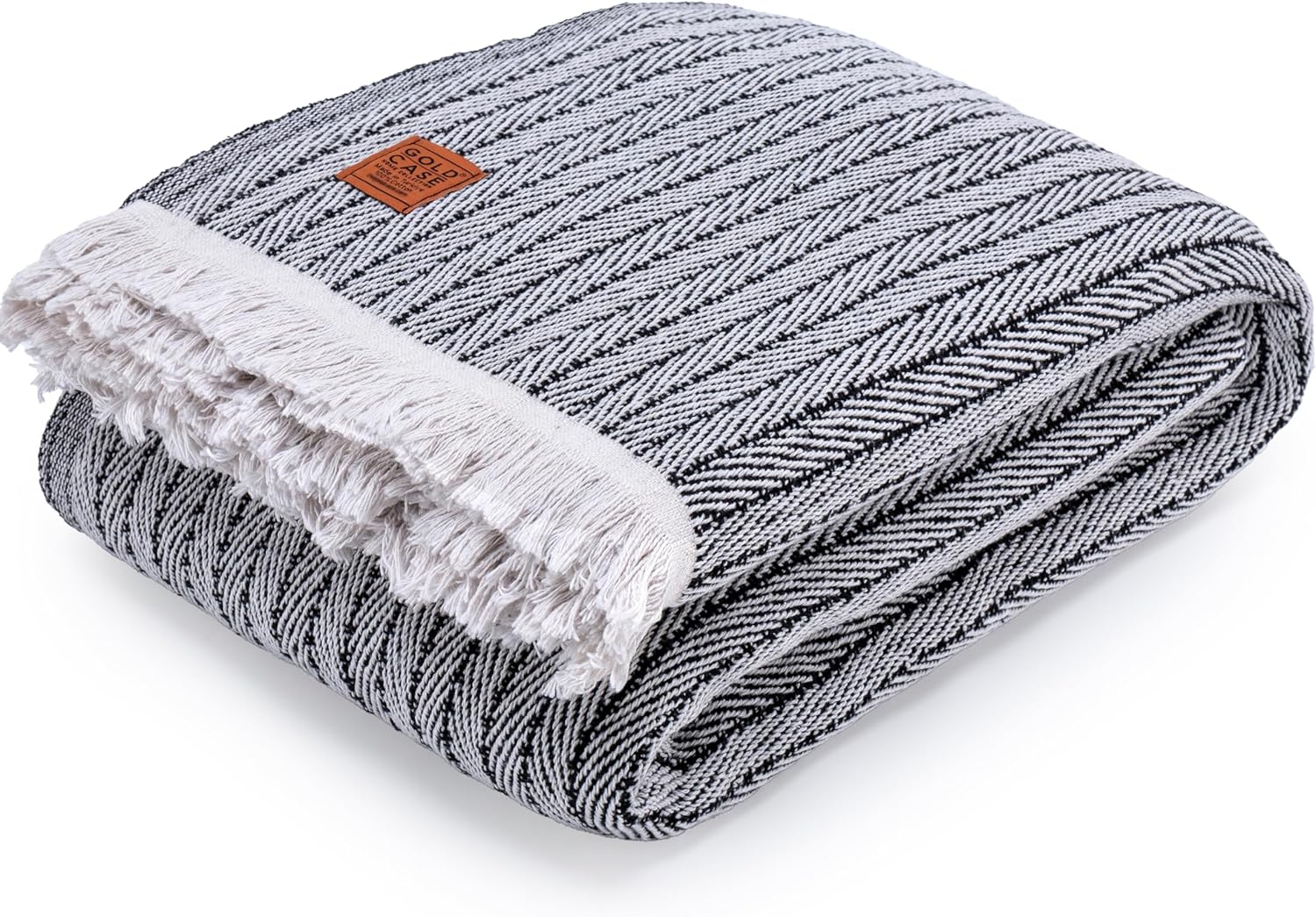 GOLD CASE HOME COLLECTION Vintage Turkish Bed Blanket - Super Soft 100% Recycled Cotton - Layering Twin/Twin-XL Size - Lightweight Warm Sleeping Blankets Multi-purpose - 71 x 90 Inches - Black 71x90" Twin Size Vintage Black