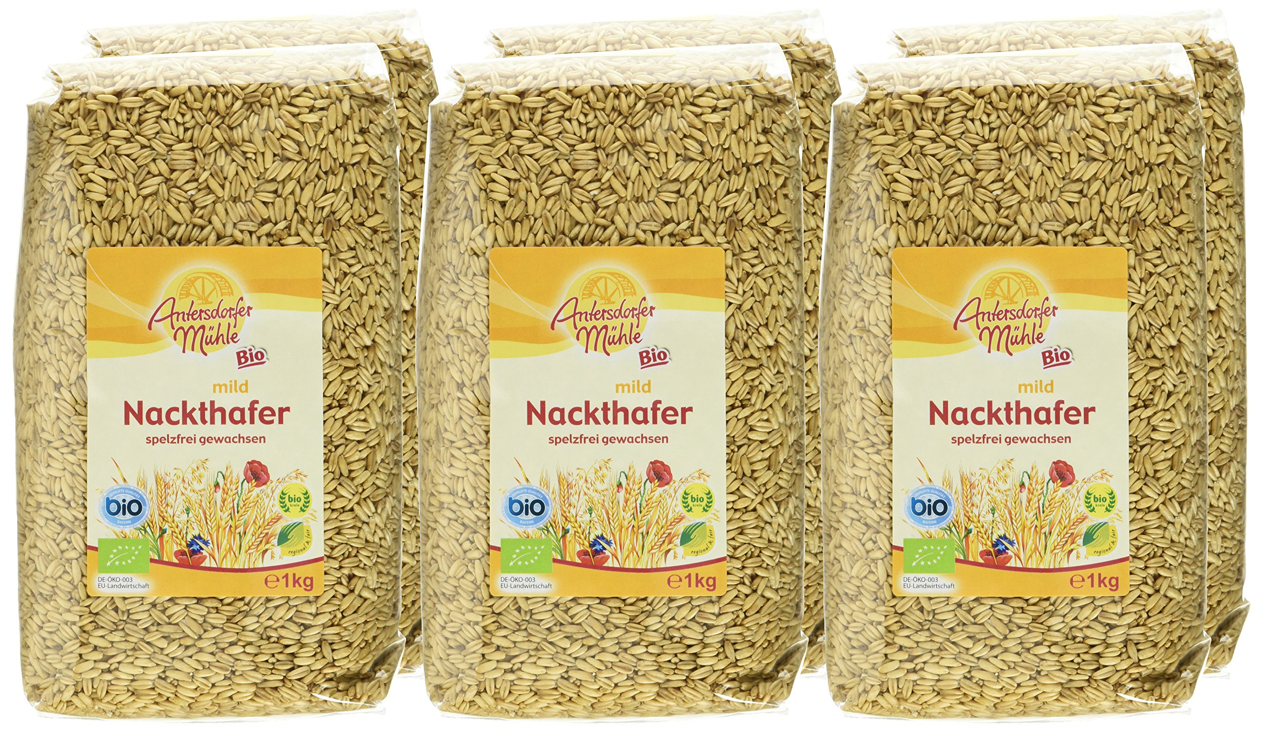 Antersdorfer Mühle Nackthafer, 6er Pack (6 x 1 kg) - Bio