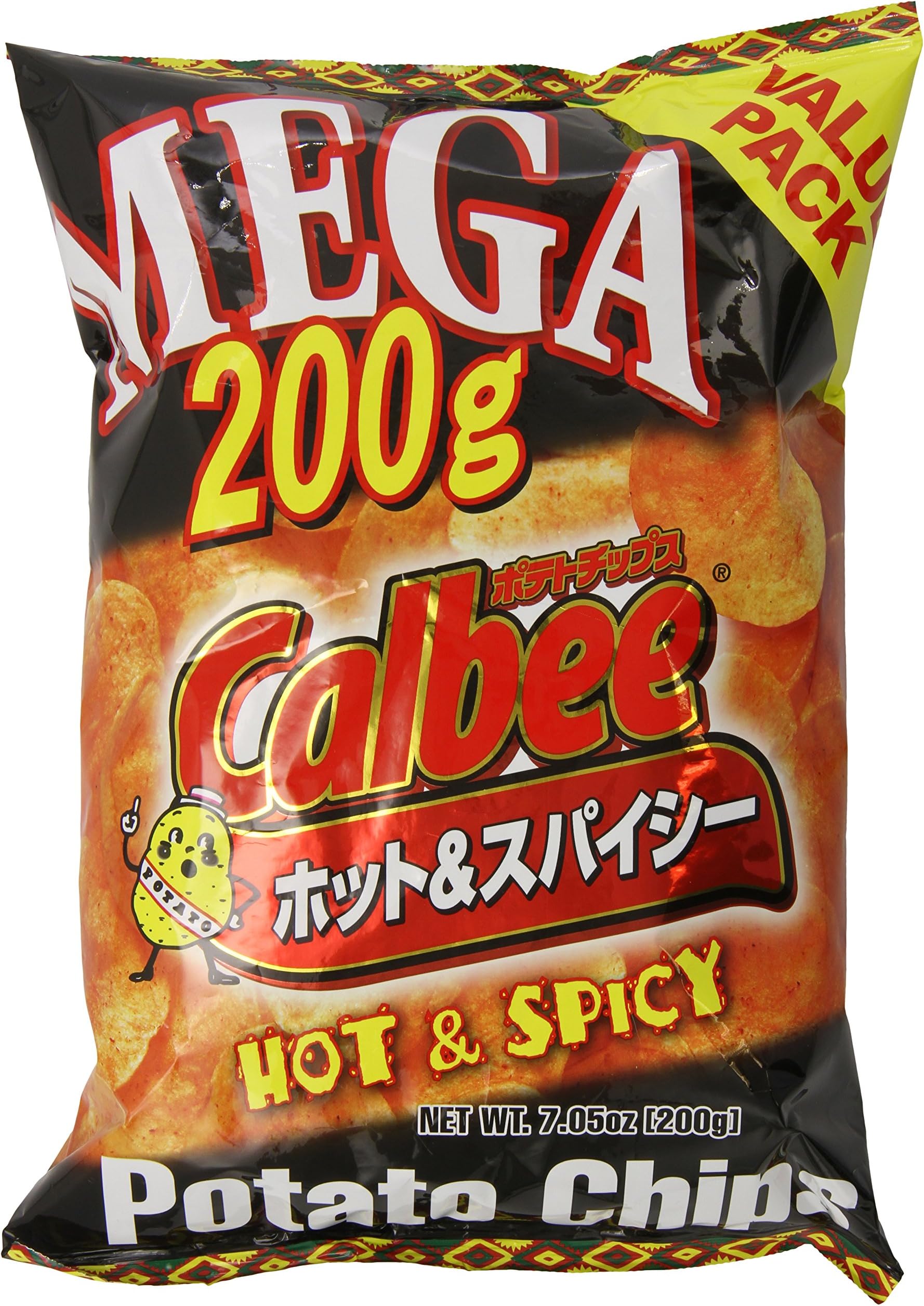 Calbee Mega Potato Chips, Hot & Spicy, 7 oz
