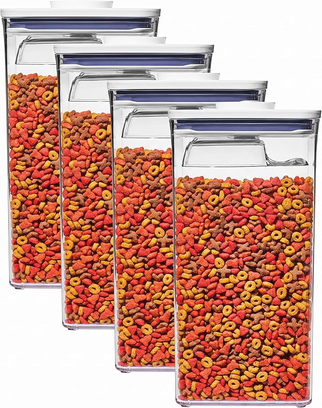 Pote hermético para armazenar ração de gatos OXO Good Grips 5,7 L com pá de ½ xícara – Pacote com 4