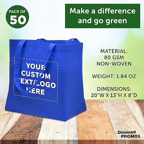 Miniatura 4 de DISCOUNT PROMOS Juego de 50 bolsas personalizadas de estilo sureño para comestibles, paquete a granel personalizado, bolsas de compras y comestibles