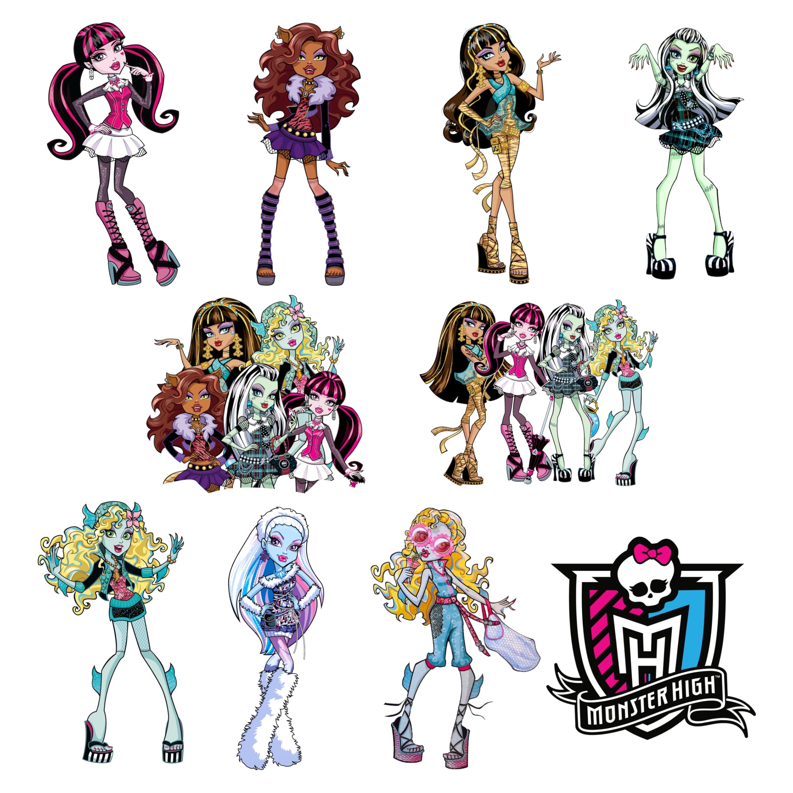 PRETTY UR PARTY Monster High Theme Paper Cutouts for Birthday Parties, Monster HighParty Supplies Decor, Bday Party Decoration, Gaming Cutouts for Party, Bedroom Wall, Boys, Gamers - (10 pcs)