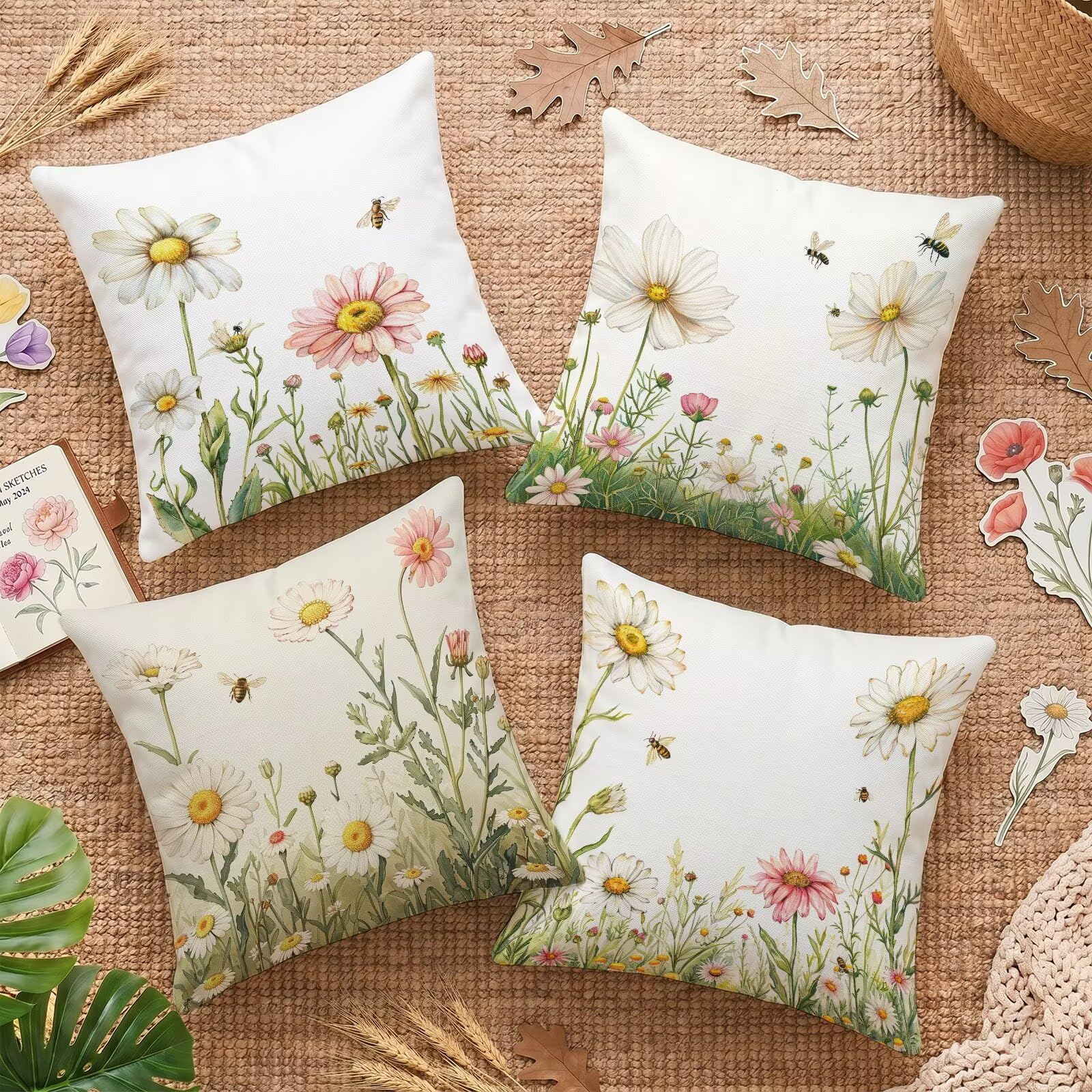 Housses de coussin velours rose 50x50cm au design raffiné