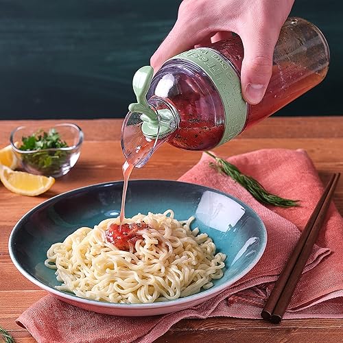 Miniatura 5 de Crystalia Botella dispensadora de aceite, vinagre con vertedor, recipiente de aceite de cocina con boquilla, soporte de aceite de plástico con tapa