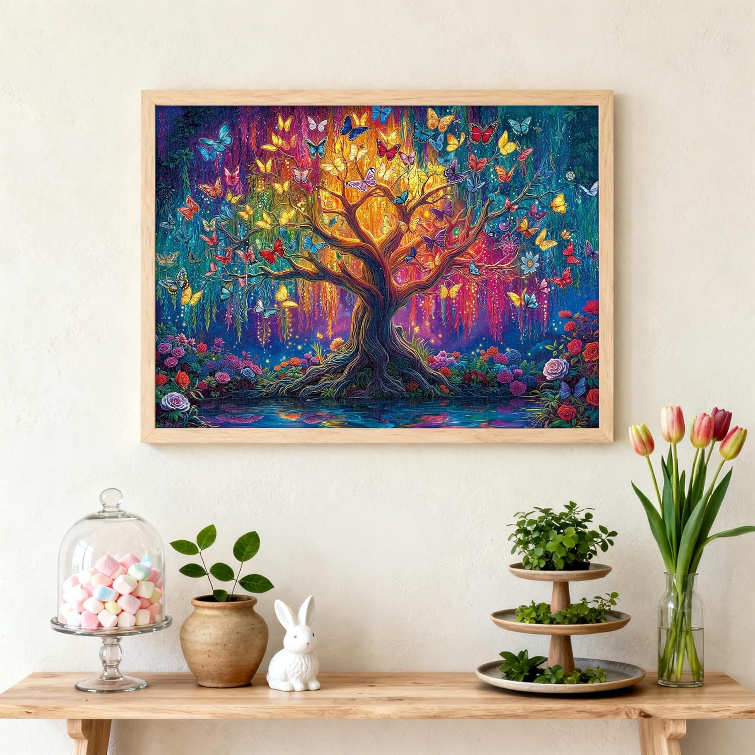 Colorful Butterfly Trees Puzzles for Adults 1000 Pieces, Perfectly Letter on Back No Dust, Tree of Life Jigsaw Puzzle Rainbow Tree, Challenging Puzzle Perfect for Game Nights