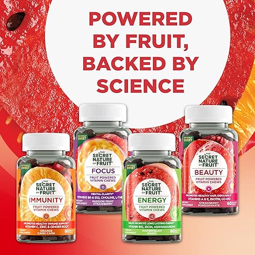 Miniatura 6 de The Secret Nature of Fruit Energy & Focus - Paquete de masticables energéticos, energía con vitamina B12, hierro, ashwagandha y enfoque con