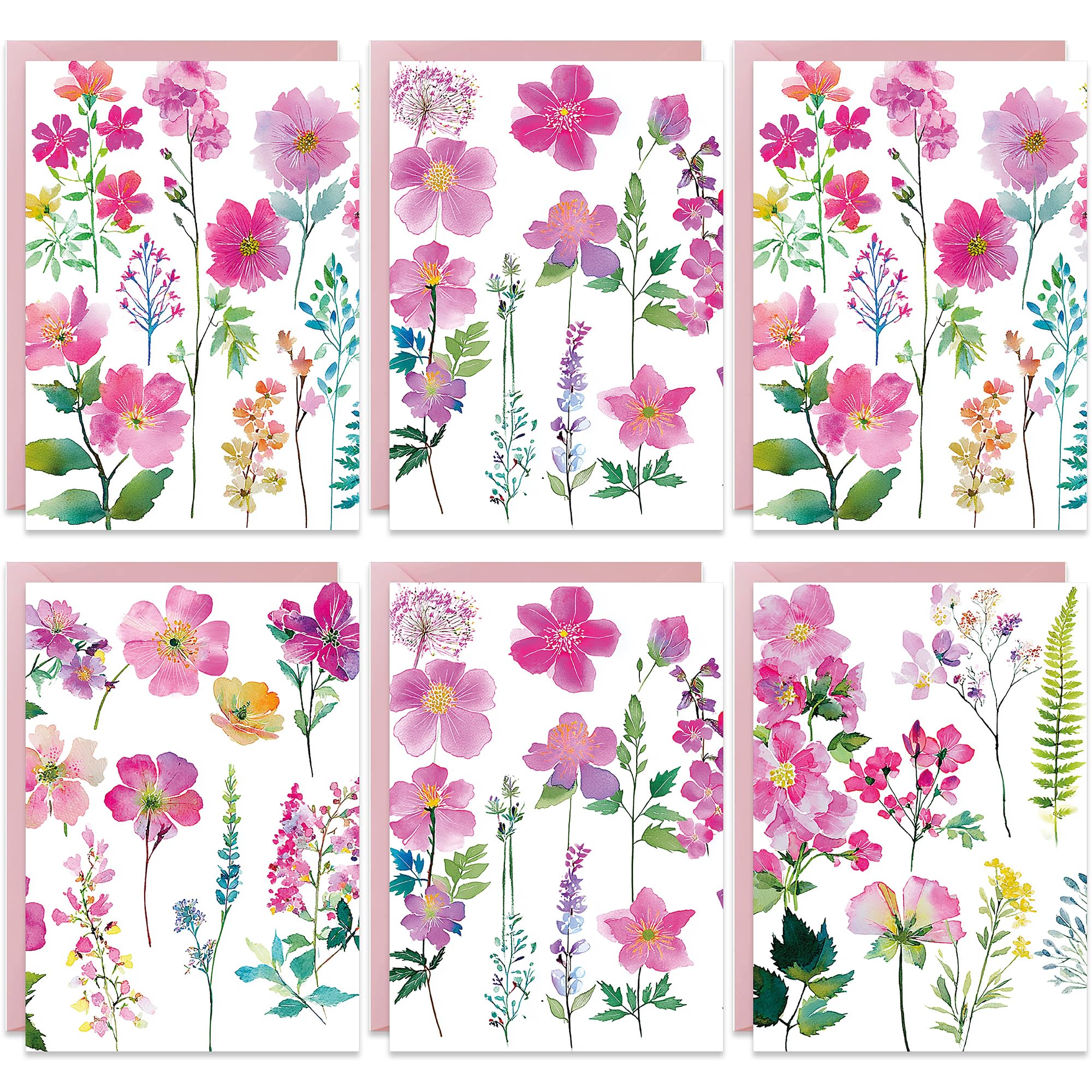 Old English Company Beautiful Set of 20 Blank Notecards with Envelopes, Vivid Colourful Painted Wild Flower Cuttings, Eco-friendly, With Envelopes Multi-pack Thankyou Bulk Set