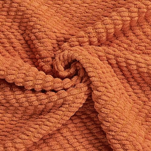 Miniatura 8 de BYTIDE Manta de tweed con borlas de flecos para sofá, decoración del hogar, cama, sofá, silla, 50 x 60 pulgadas, naranja óxido