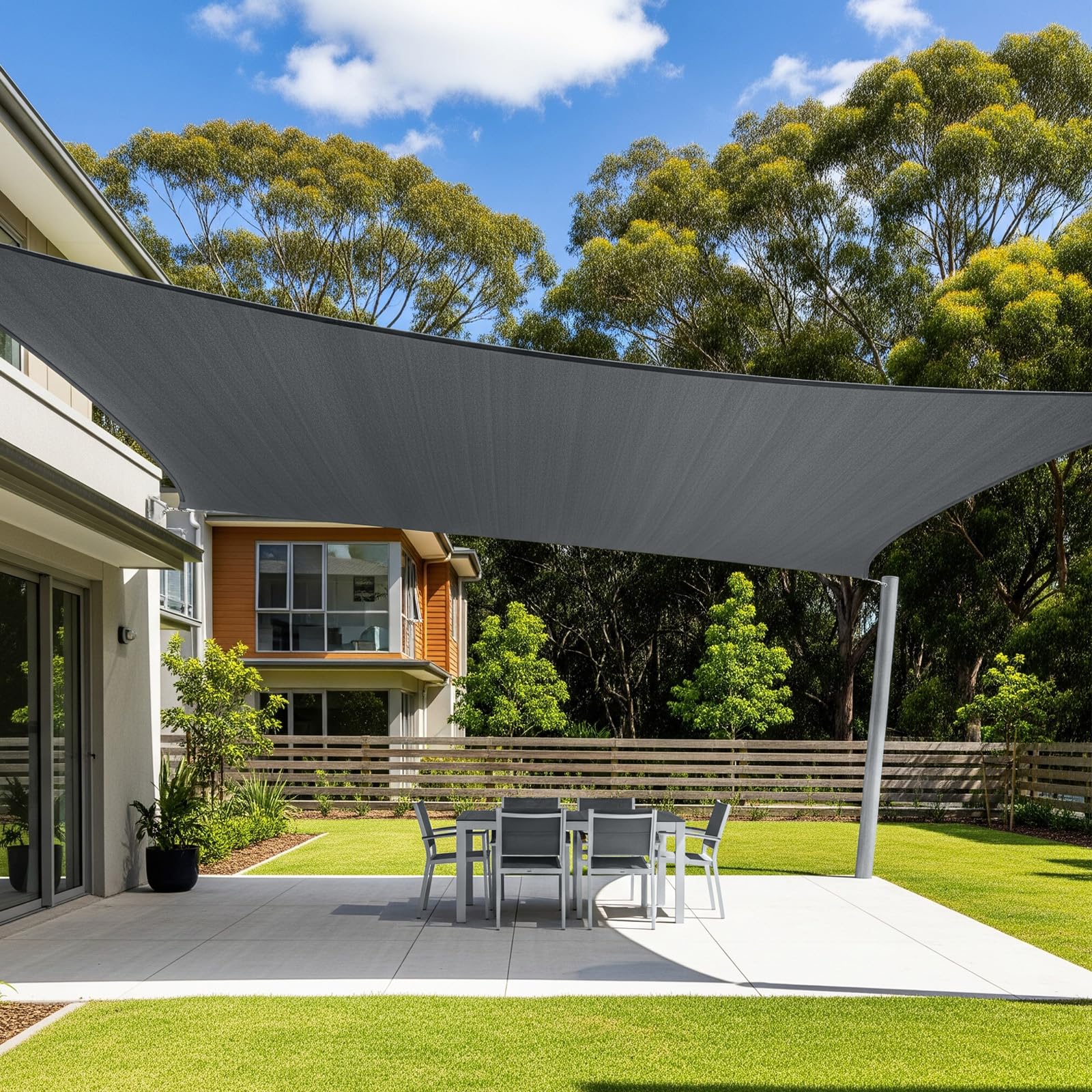 Photo 1 of Cool Area Sun Shade Sail for Patio, Rectangle 8x12ft, Graphite Grey