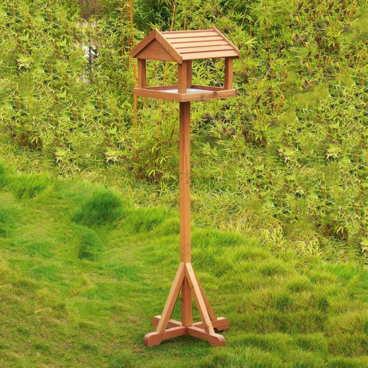Free Standing Traditional Wooden Wild Bird Deluxe Feeding Station Table Amazon.co.uk Garden