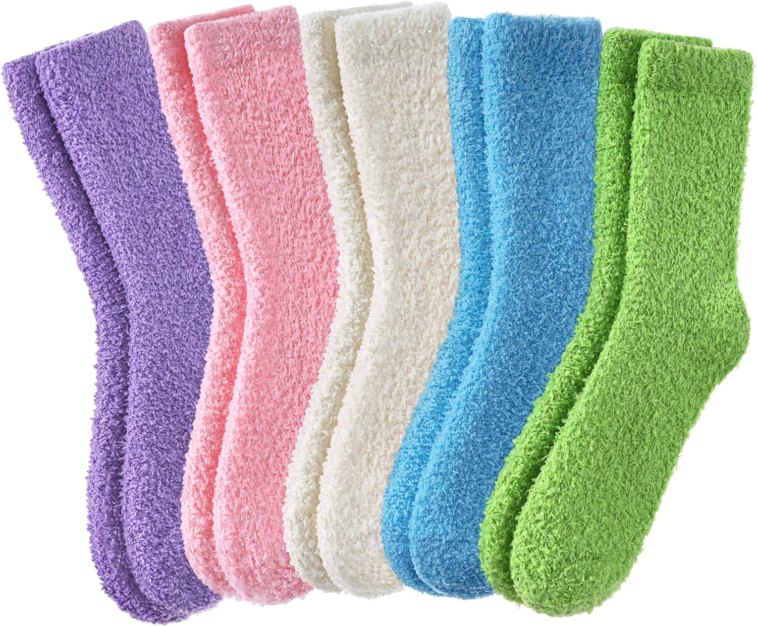DYW Fuzzy Socks for Women Fluffy Winter Warm Slipper Soft Cozy Home Sleeping Socks 5 Pairs