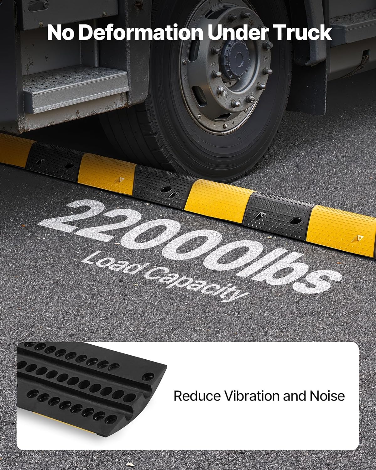 VEVOR 40 in Rubber Speed Bump, 2 Pack, 2 Channel Heavy Duty Traffic Speed Hump, 22000 lbs/Axle Load Capacity, Cable Protector Ramp with Expansion Screws, for Asphalt Concrete Gravel Driveway and Road