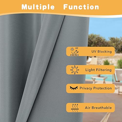 Miniatura 10 de HolidayIdeas Cortinas impermeables para patio, 4 paneles, 54 x 84 pulgadas, protección de privacidad y filtrado de luz, cortinas exteriores con