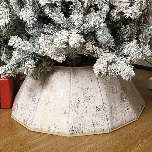 Miniatura 49 de Blissun Collar de árbol de Navidad, falda de árbol de Navidad con lentejuelas, anillo plegable para árbol de Navidad, cubierta de base