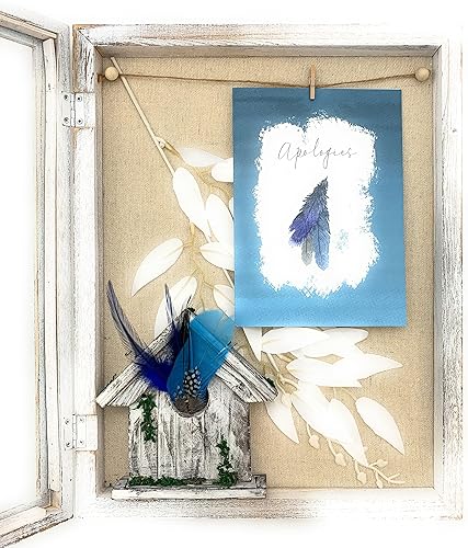 Smiling Wisdom - Tarjeta de felicitación de disculpas y plumas que simbolizan disculpas y perdón - Hombres Mujeres Pareja Familia - Pluma azul en