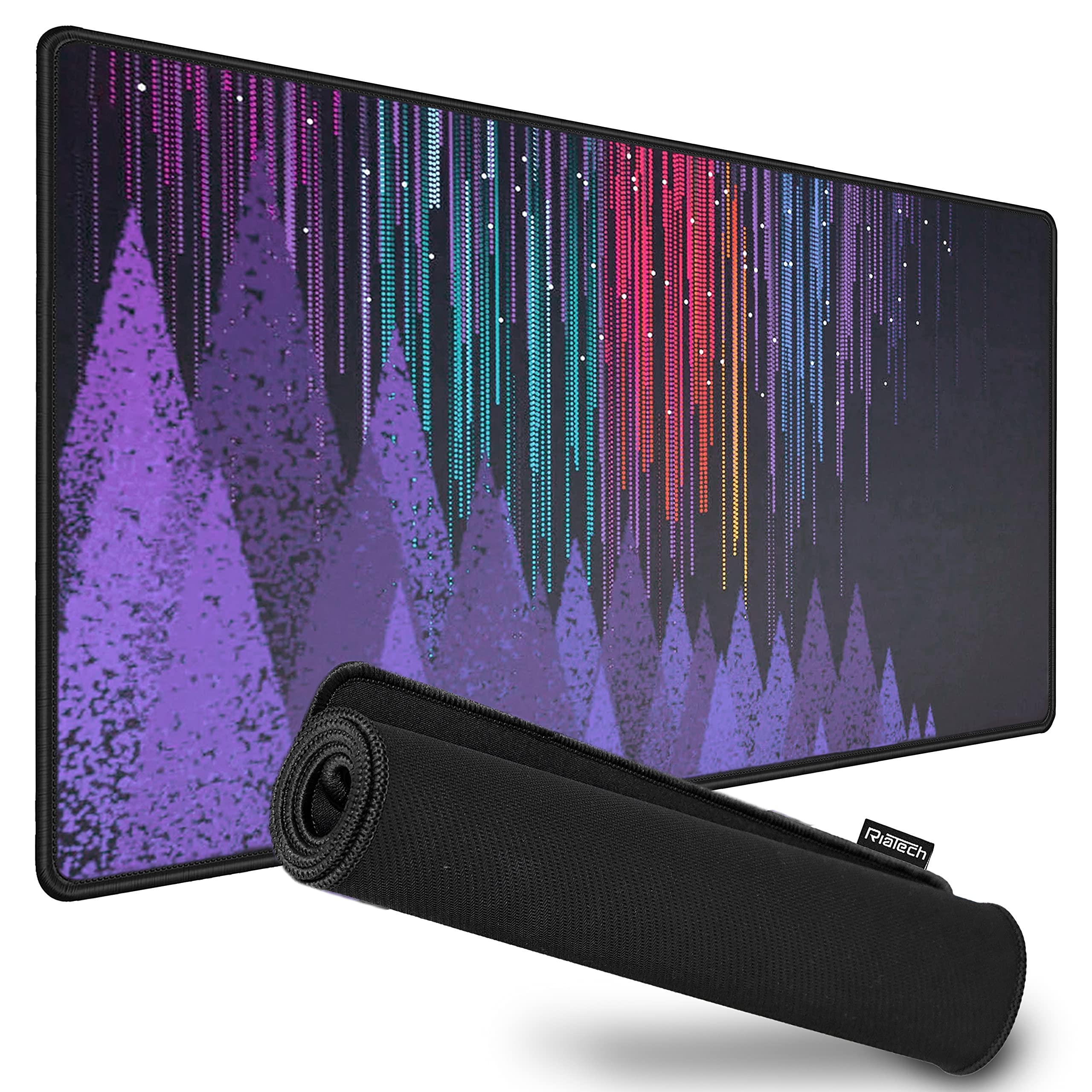 RiaTech Extra Large (1200mm x 600mm x 2.5mm) Lightning Print Speed Type Extended Gaming Mouse Pad with Stitched Embroidery Edges, Non-Slip Rubber Base Keyboard Pad for Home & Office – Black