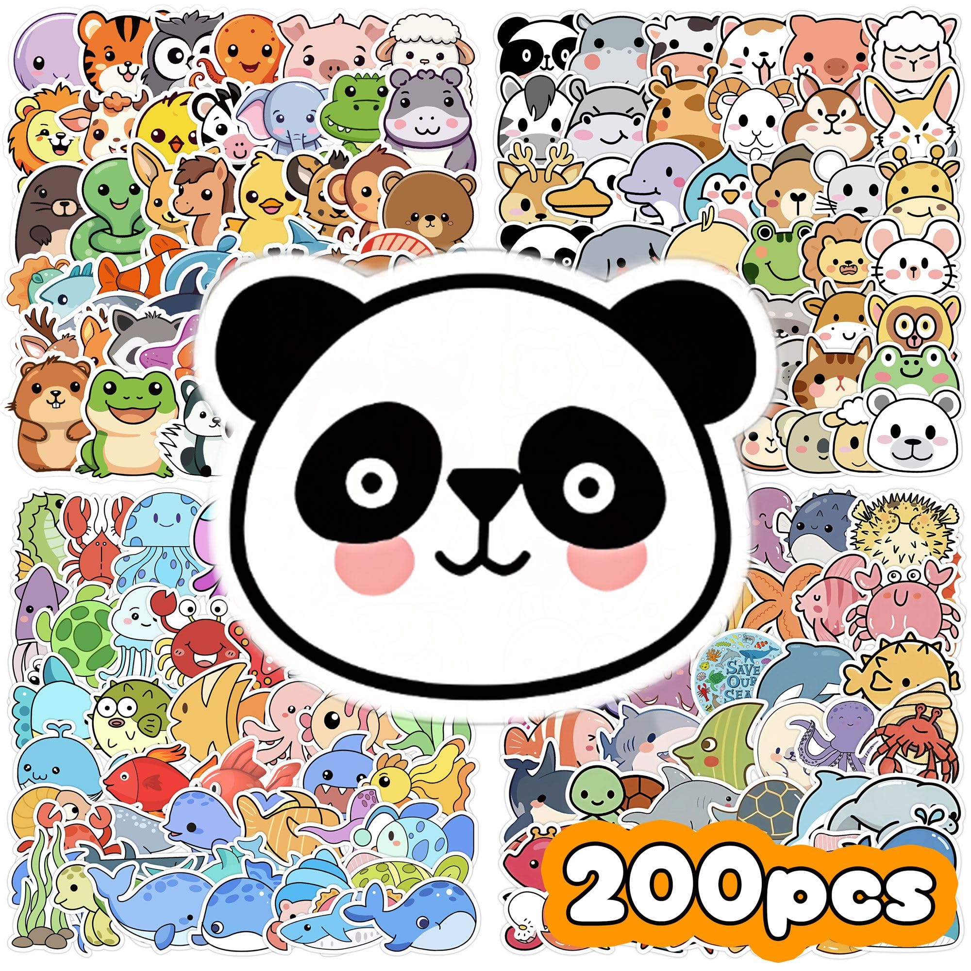 bobiagooo Cute Animal Faces Stickers Waterproof Vinyl Panda Bird Cat Laptop | Cute animal face stickers: panda, bird, cat & more. 2-3in waterproof
