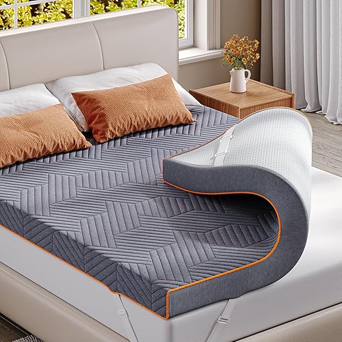 Miniatura 11 de EnHomee - Cubrecolchón de espuma viscoelástica de 4 pulgadas, cubrecolchón individual con alivio de presión con gel refrescante y funda en relieve