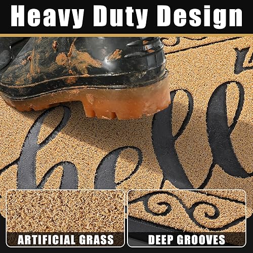 Miniatura 9 de Yimobra Hello - Tapete para puerta delantera, de bienvenida al aire libre, para entrada exterior, antideslizante, resistente para la entrada del