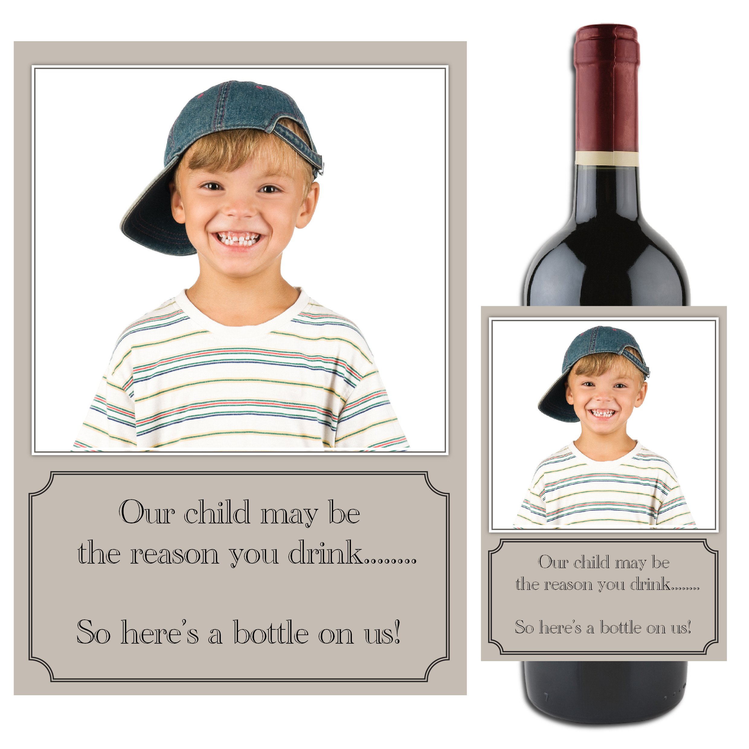 Personalised Wine Bottle Photo Label School Teacher Gift Idea N74 - Our Child May be The Reason You Drink..
