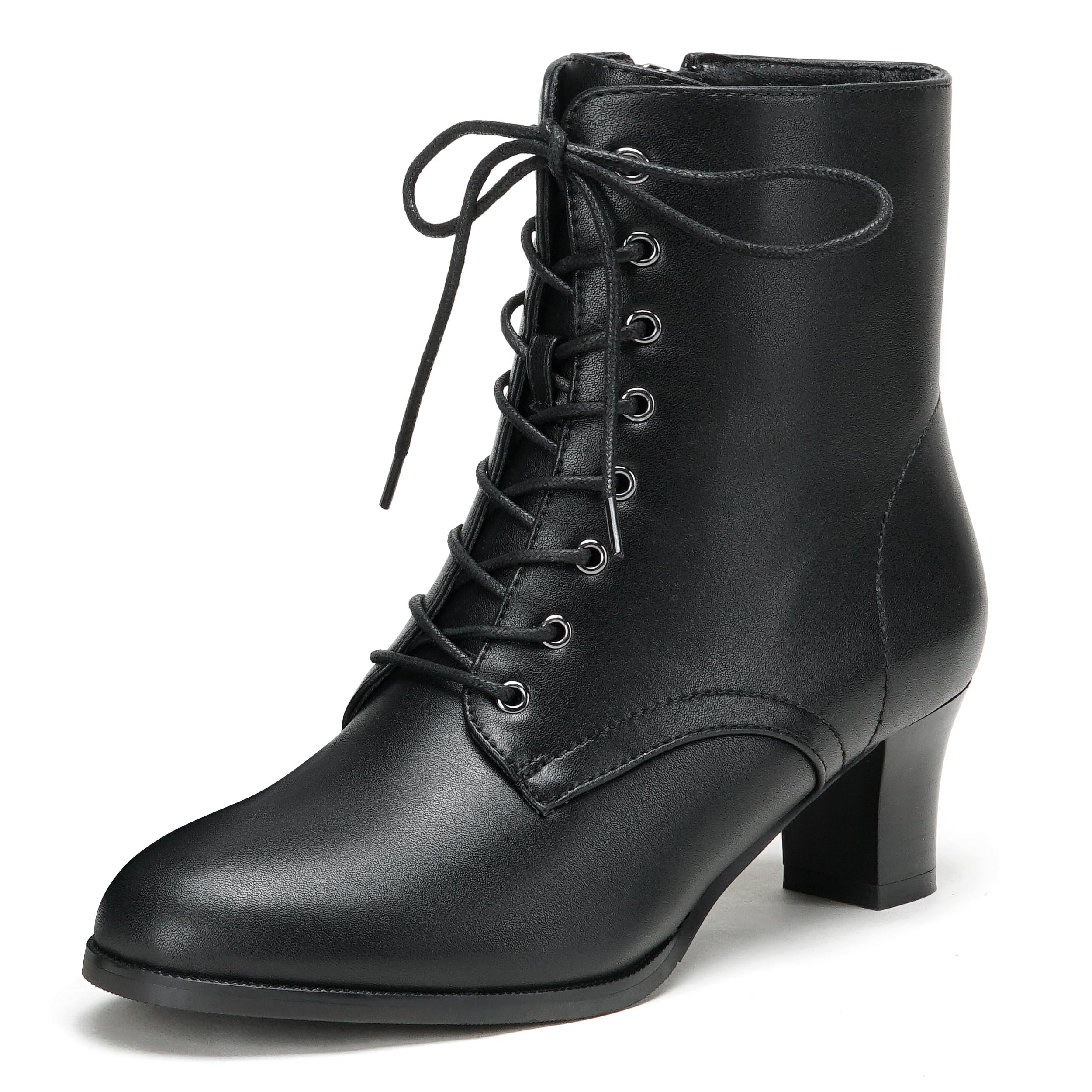 ErikenUrben Women Vintage Victorian Ankle Boots Lace up Brogue Boots Zip
