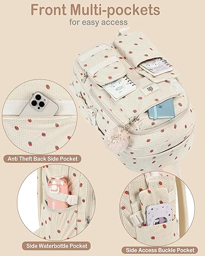 Miniatura 4 de Hidds - Mochila escolar con candado de seguridad para computadora portátil mochila para la universidad mochila de corduroy mochila para estudiantes