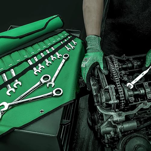 Miniatura 8 de SK Juego de llaves de trinquete, juego de llaves combinadas, 30 piezas, SAE 14 a 1 pulgada, métricas de 8 a 0.945 in, 72 dientes, construcción CR-V