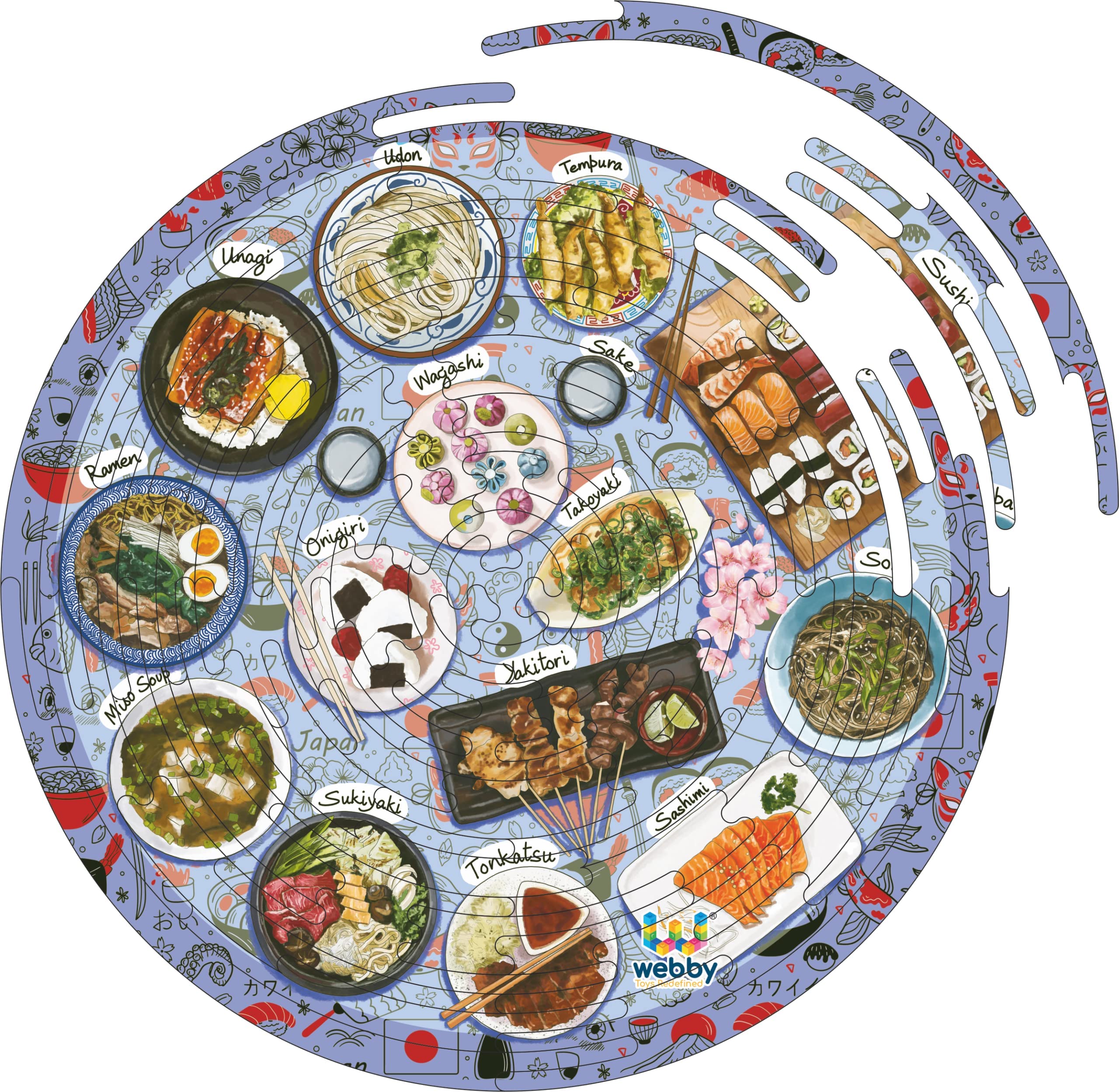 Noozles Japanese Food Wooden Puzzle, 70 Pcs for Boys and Girls