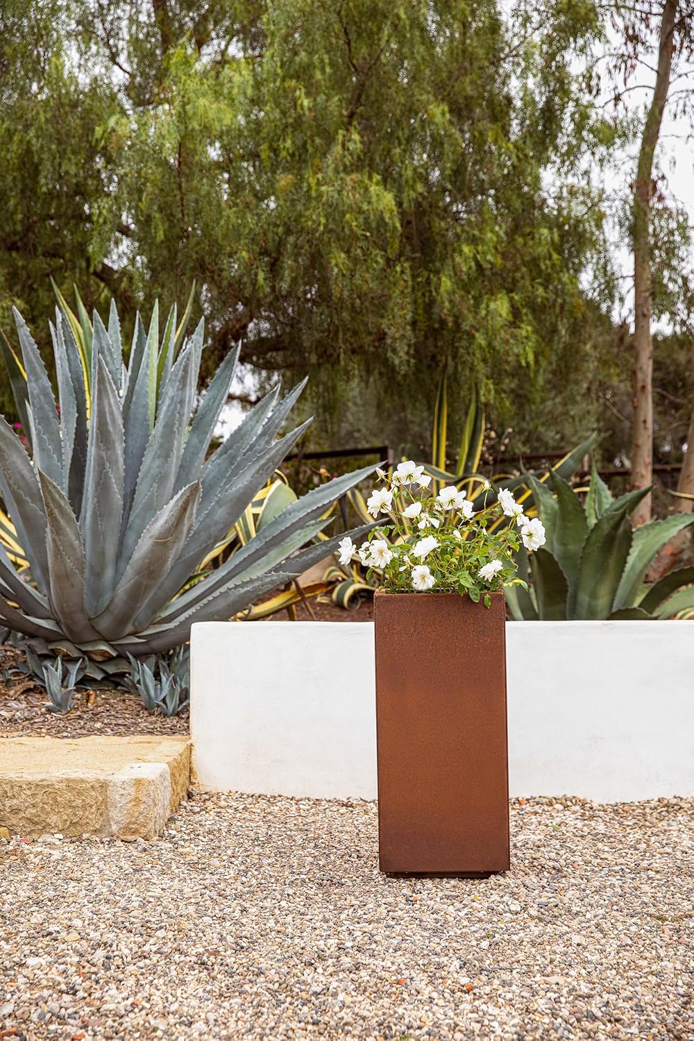 Veradek Corten Steel Series Pedestal Planter - Tall Corten Steel Planter for Outdoor Porch/Patio | Naturally Rusting Steel for All-Weather Use | Modern Rustic Décor for Tall Plants, Trees, Flowers
