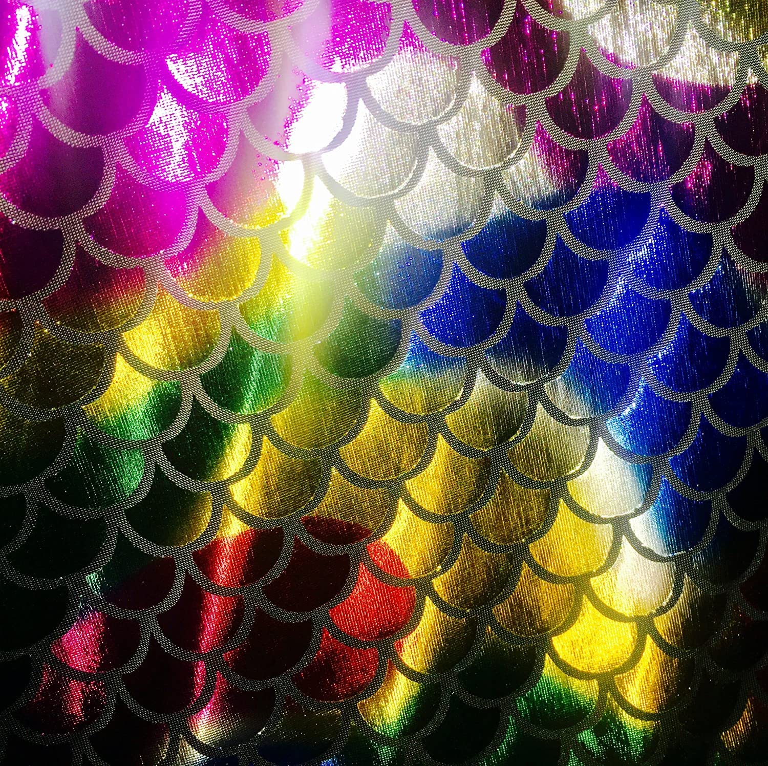 LushFabric Mermaid Scale Print Fabric Fish Tale Scales Foil, 2 Way Stretch Material Lycra Spandex, Bikini, Costume, Dress - Image 3