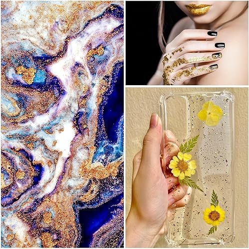 Miniatura 6 de uxcell Copos de lámina dorada para resina, copos de lámina metálica de 0.11 onzas, copos de lámina dorada de imitación para arte de uñas, arte de