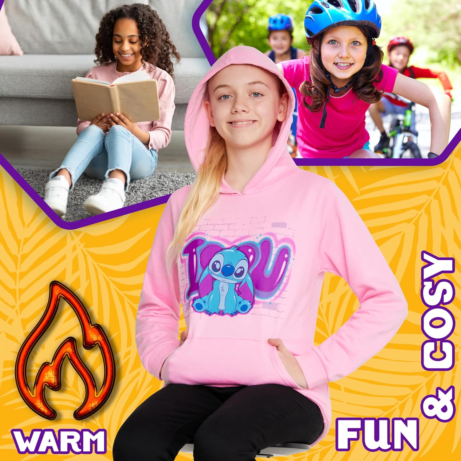 Disney Stitch Hoodie for Girls Teens Soft Hooded Sweatshirt Warm Pullover Sweater Activewear Sports Youth Hoodie Stitch Gifts