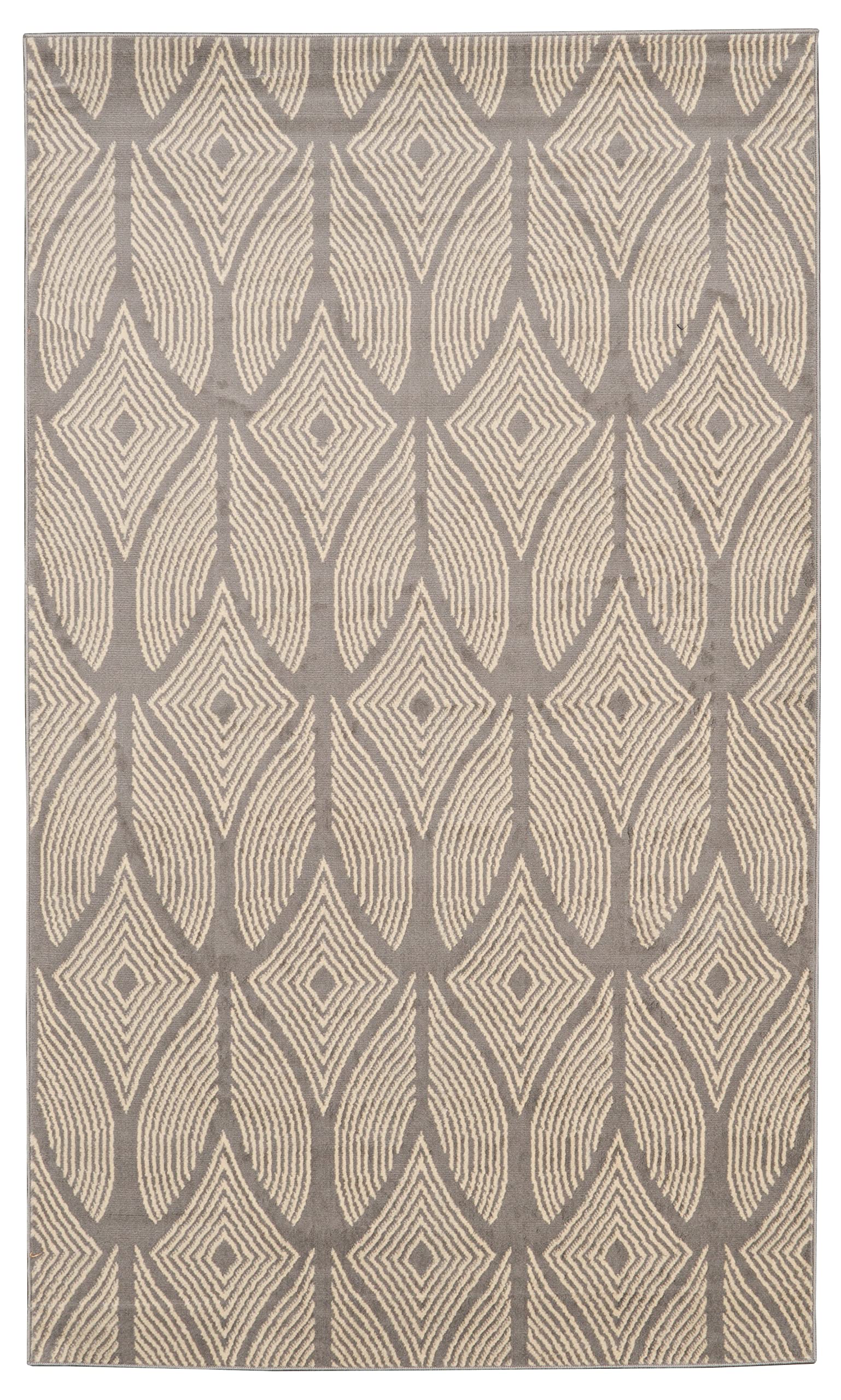 Linon Home Decor Products Leona Barker Light Grey and Bone 43 X 73 Area Rug