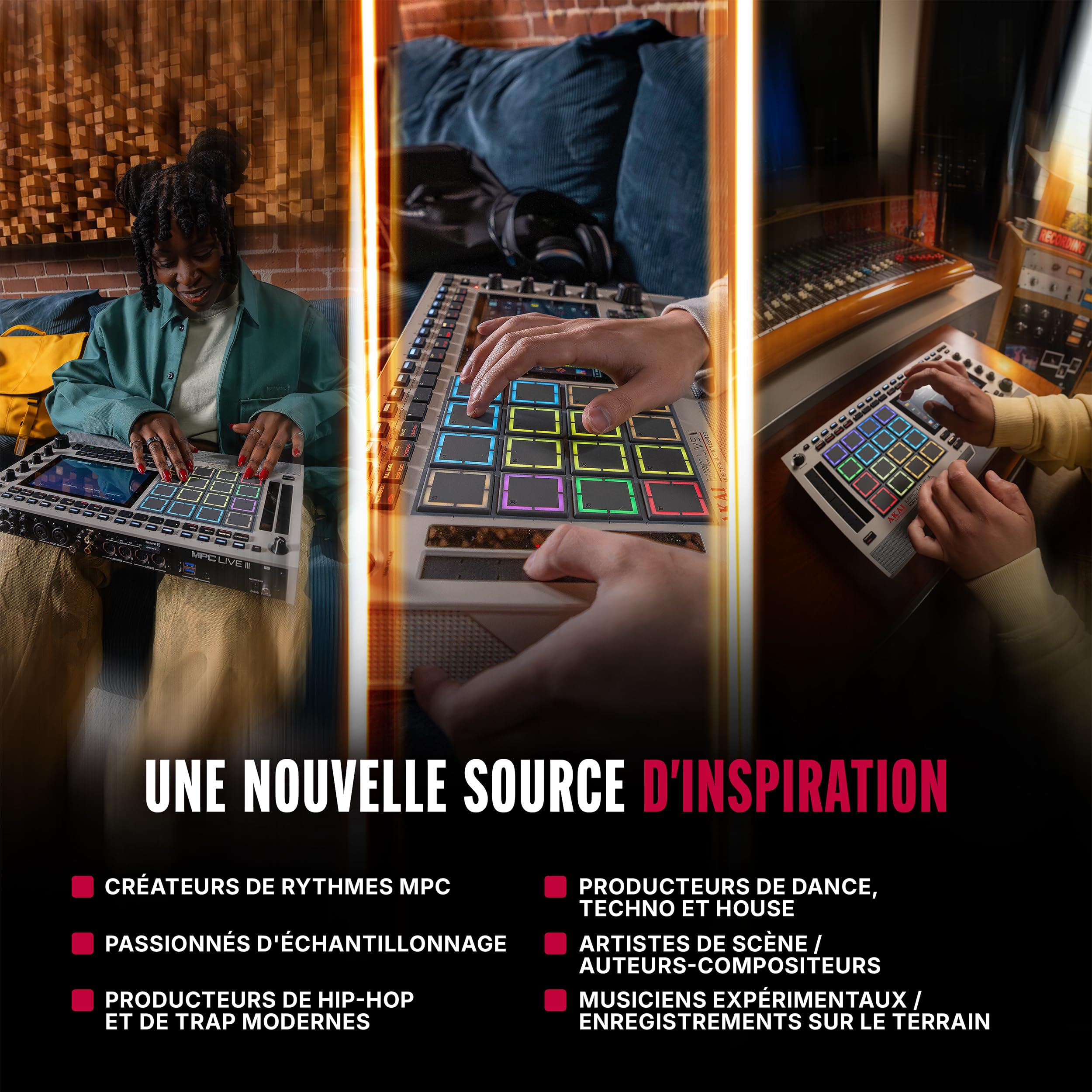 Akai Professional MPC Live III Retro Centre de Production Musicale Portable Autonome avec Pads MPCe, Séquenceur, Écran Tactile, Micro, Enceintes Stéréo, Interface Audio, Wi-Fi, Bluetooth et Batterie