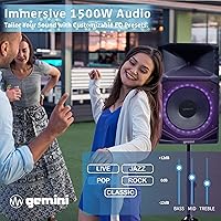 Vista 2 de Gemini Sound GXP-T1500 Sistema de altavoces PA Bluetooth portátil para todo tipo de clima con iluminación LED RGB para fiestas, woofer de 15