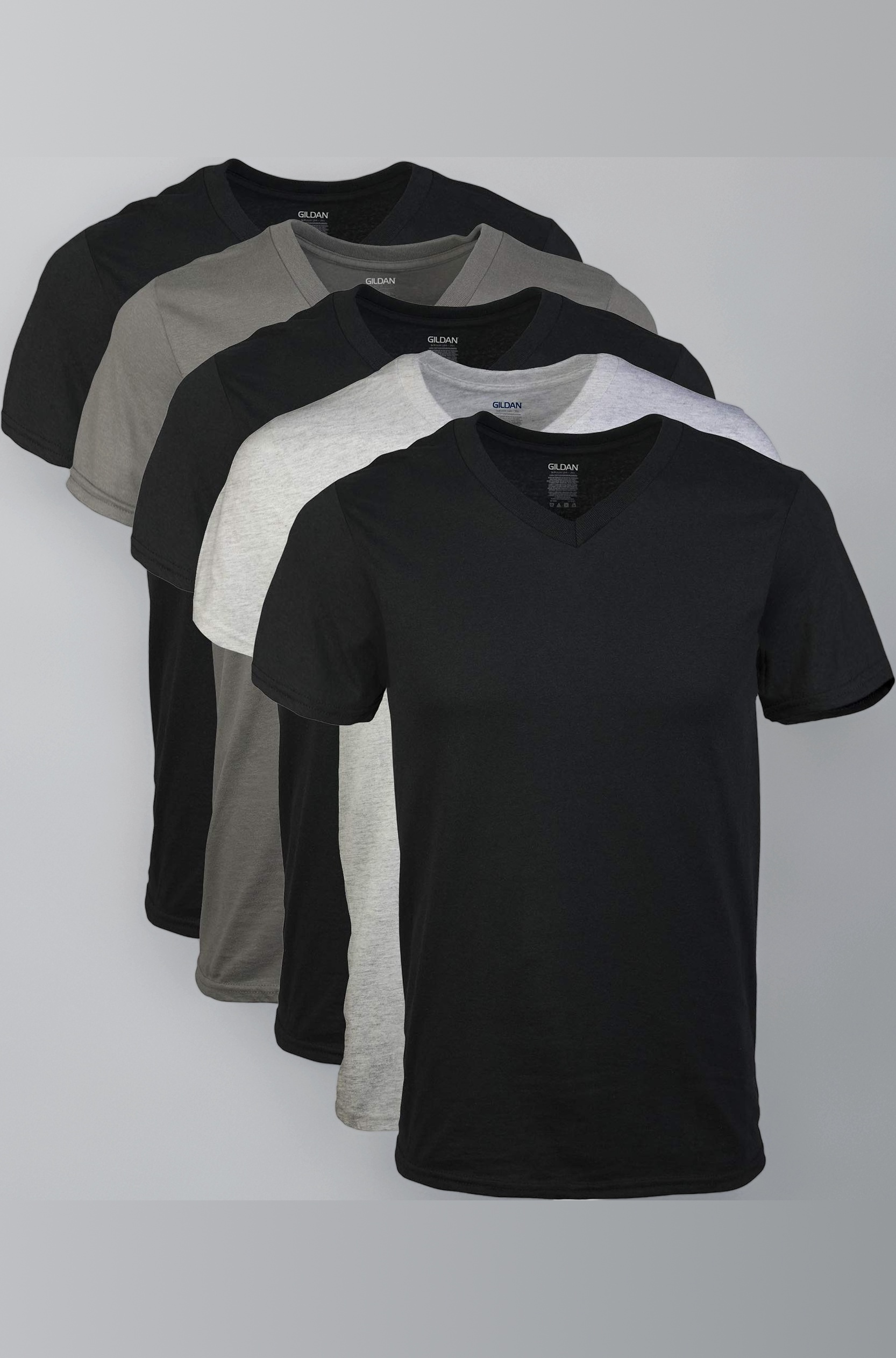 Gildan Men's V-Neck T-Shirts 5 Pack