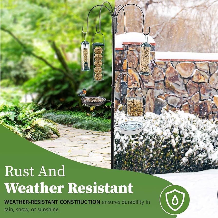 Crystals Garden Wild Bird Feeder Feeding Station With Water Bath Table, Seed Tray, Hanging Feeders (4 Pole Station Only