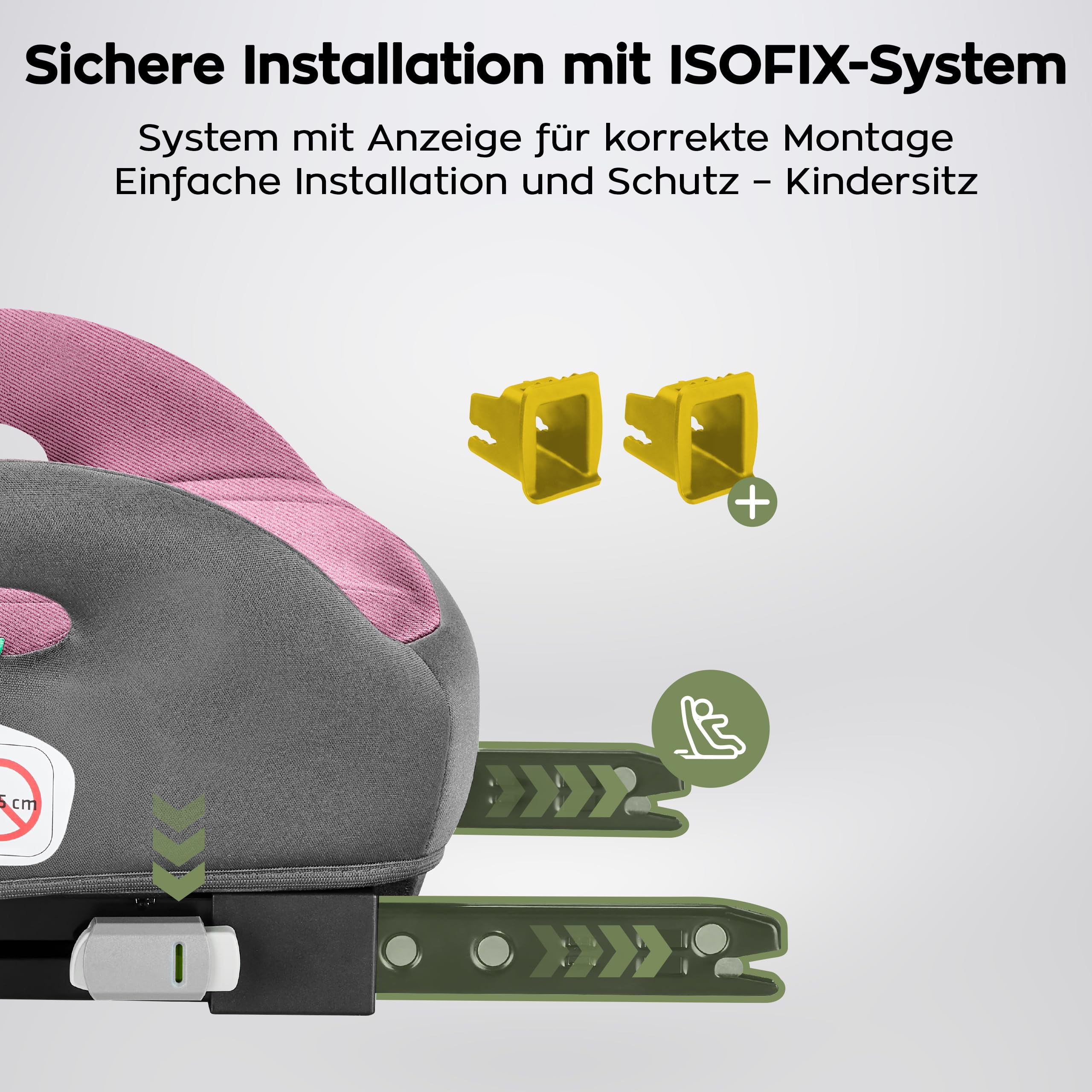 Tulano Cabby 30 Sitzerhöhung Auto ISOFIX, Kindersitzerhöhung Auto 125-150cm | i-Size ECE R129/03 - Kindersitz ab 6 Jahre - Booster Seat mit Getränkehalter - Sitzschale Kinder 15-36 kg - Rosa
