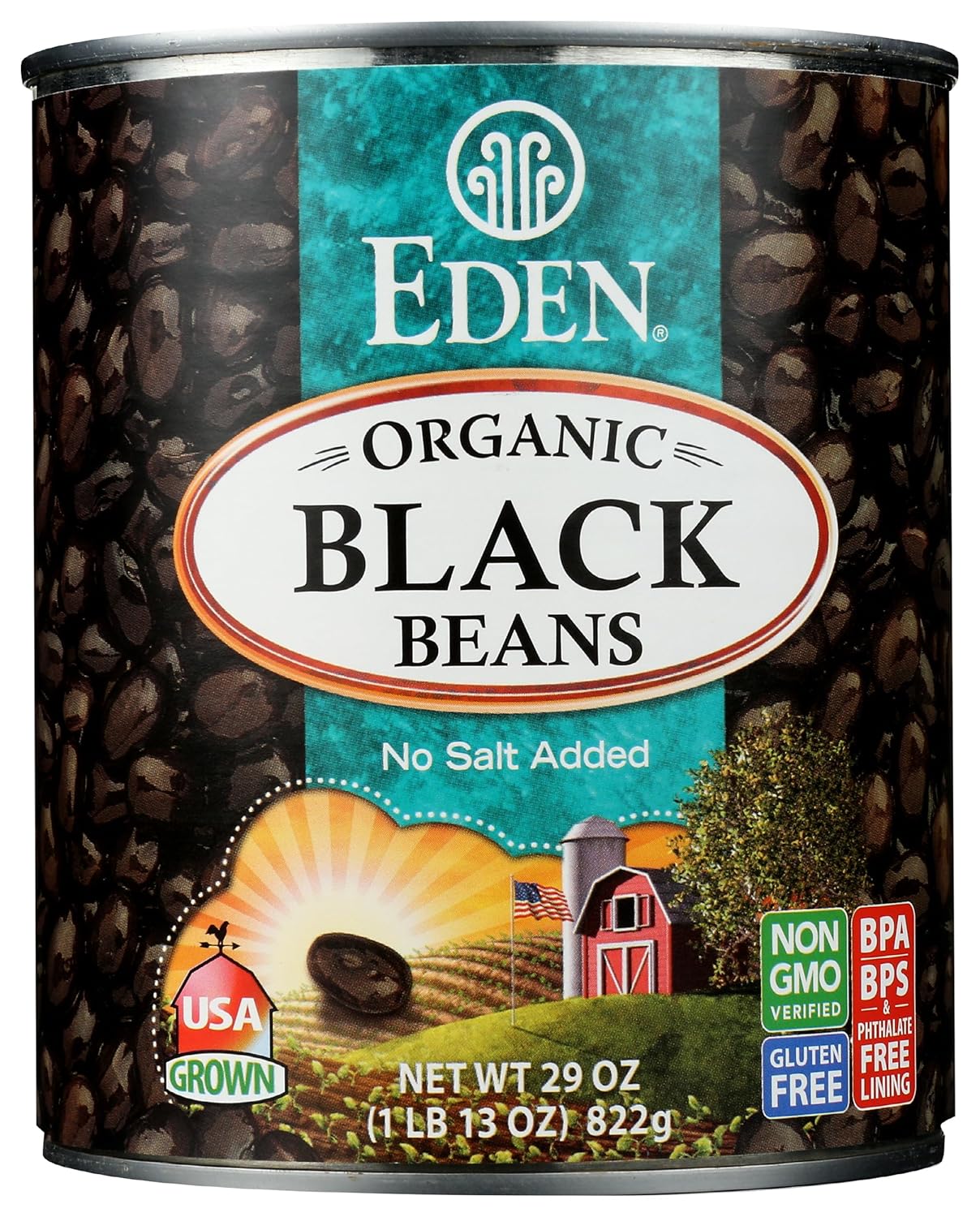 Eden Foods Organic Black Beans 29 oz - No Salt Added, BPA-Free, Gluten-Free, Non-GMO Turtle Beans
