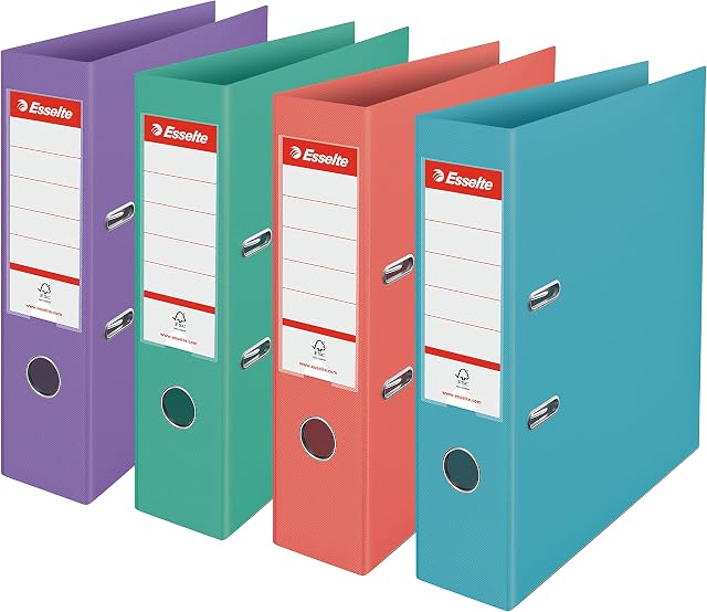 Esselte A4 Lever Arch File, 72mm Spine, Plastic, Colour'Ice Range, Pack of 1 (Assorted Colour)