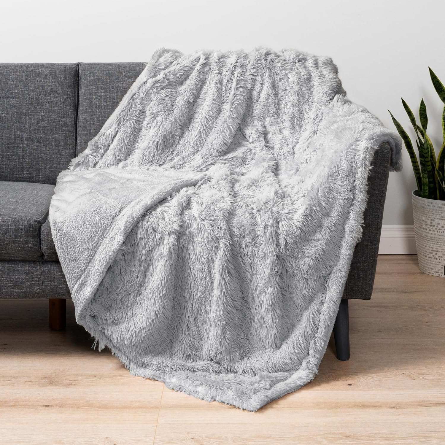 Light Grey Faux Fur Sherpa Throw Blanket Soft Zambia Ubuy