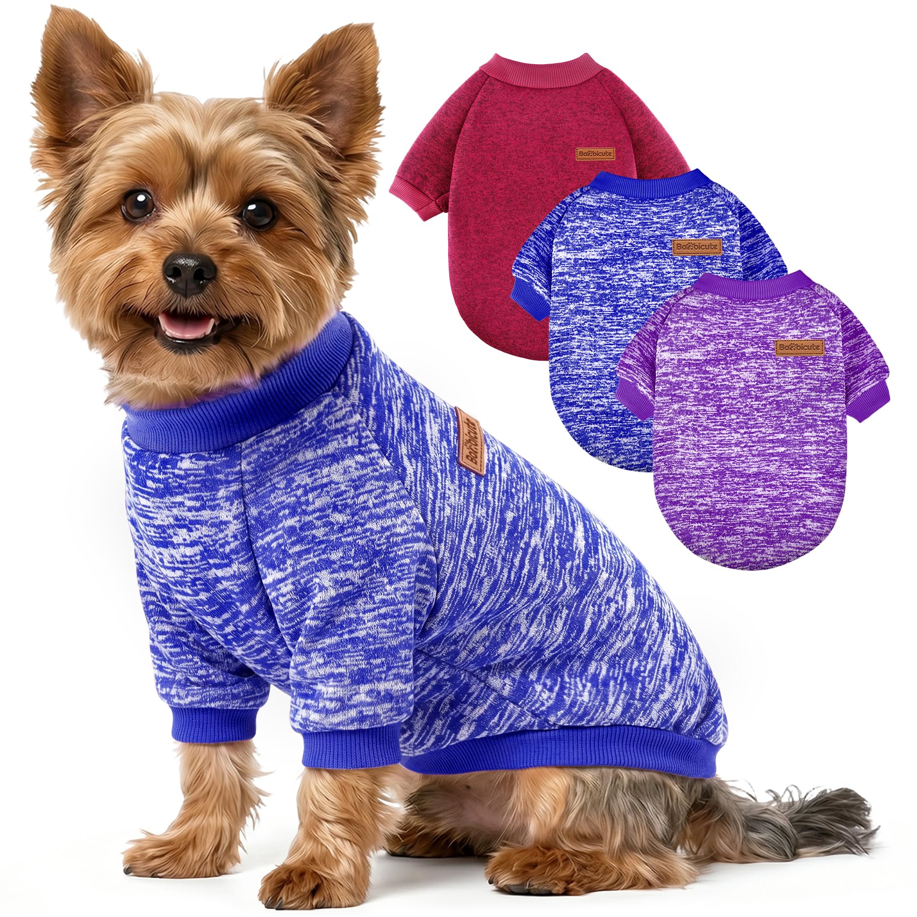 3 Pack Dog Sweaters for Small Dogs Girl Boy Winter Fleece Clothes Warm Soft Dog Sweatshirt Outfit for Dogs Cats Pet Apparel