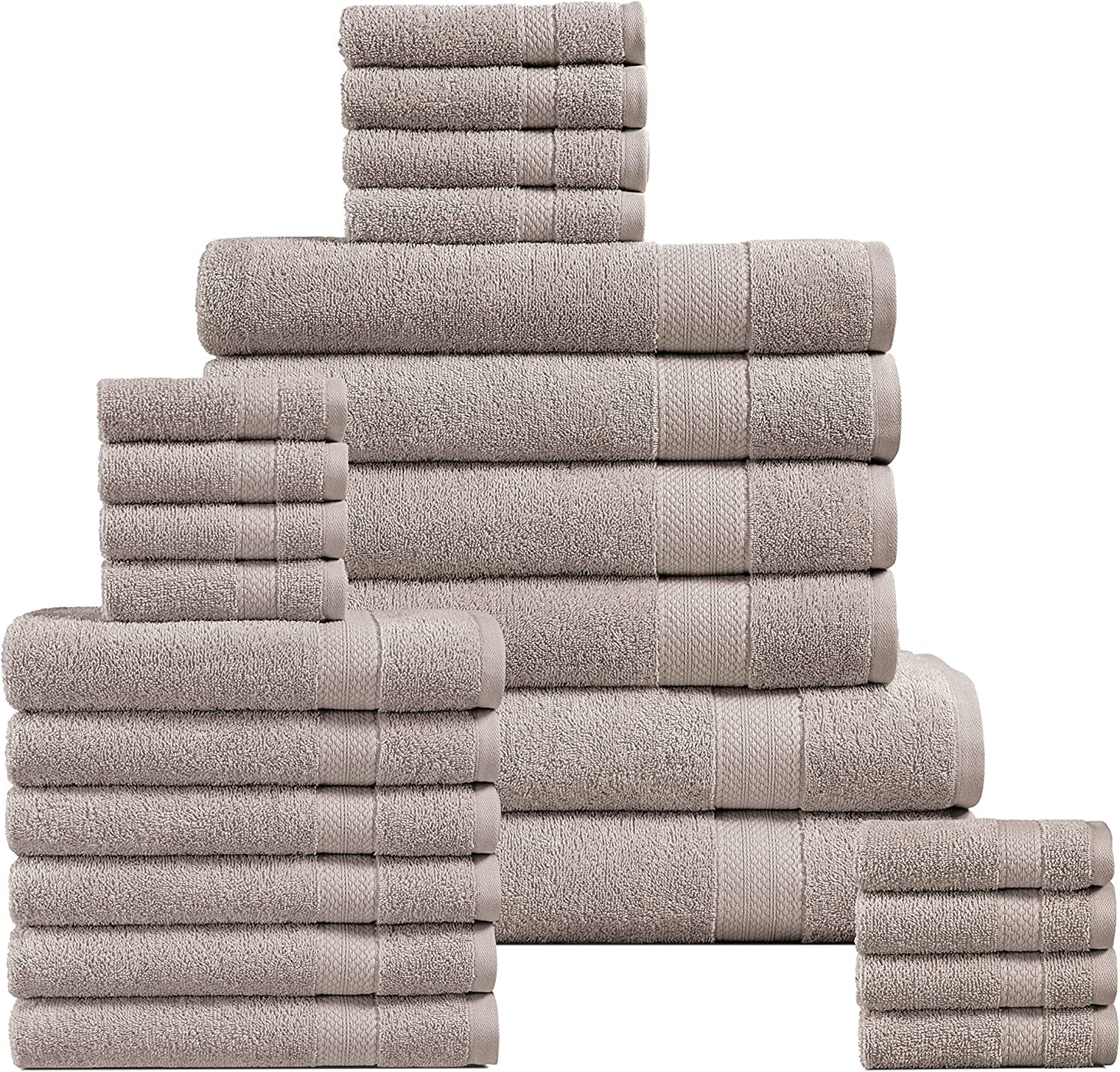 Consolidated Textile Towel Set - Bath Towels, Hand Guest and Washcloths Cotton Hotel Quality Super Soft Highly Absorbent (Silver, 10x Towel Set Luxury)