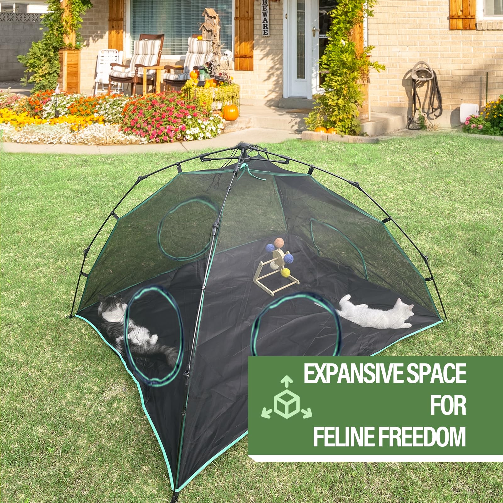 Pawtenda Tienda de campaña 6 en 1 para Gatos para Exteriores, recintos portátiles para Gatos de Interior, Tiendas de campaña para Gatos con túneles para Exteriores, Parque Infantil para Gatos Que