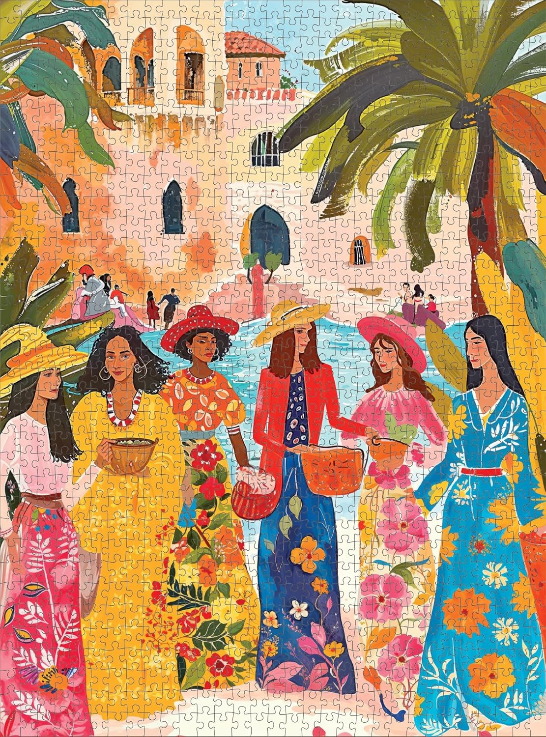 Cross & Glory - Saharan Sun: Fashion Under The Palms - 1000 Piece Jigsaw Puzzle for Adults | Moroccan Desert Theme | Vibrant Colors | Ideal for Adult Puzzle Enthusiasts