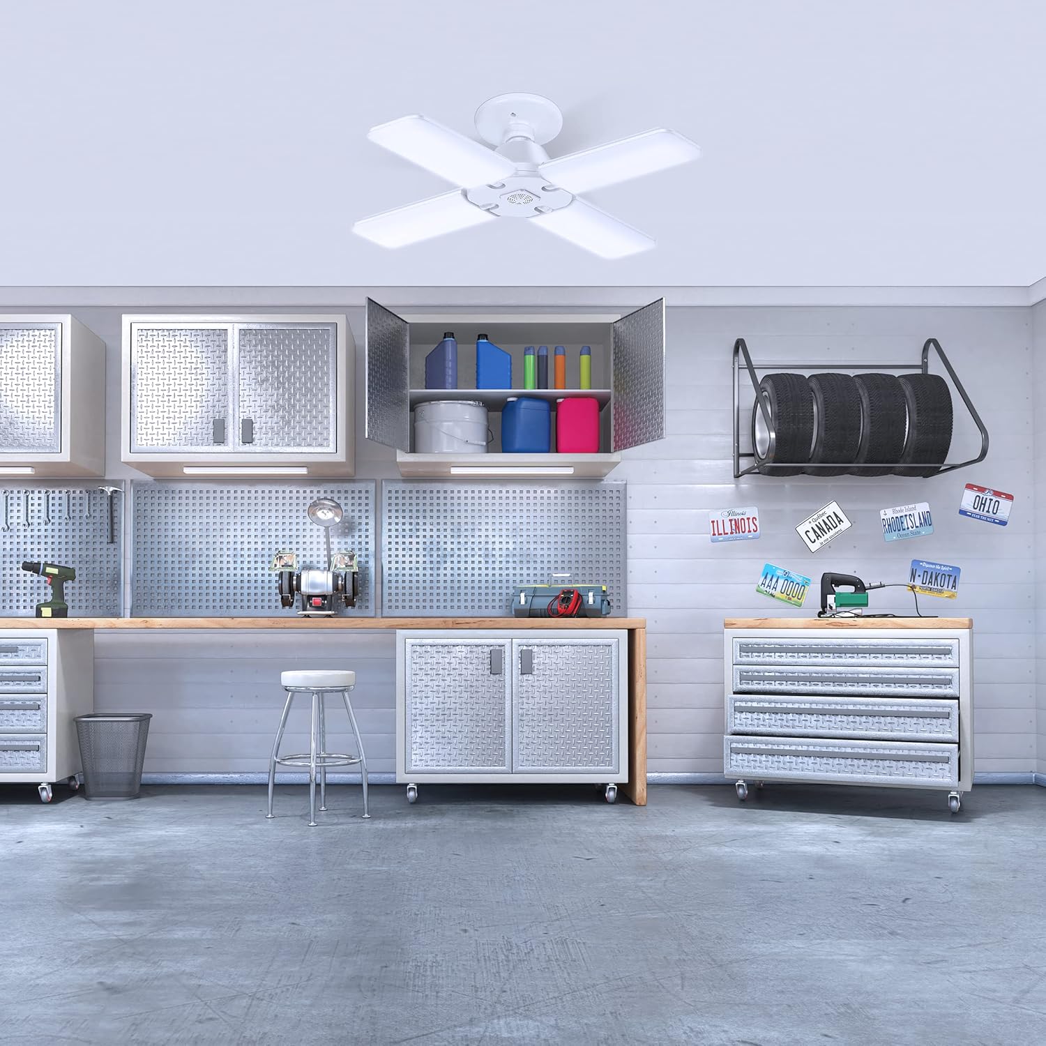 Feit Electric LED Garage Light, Multiple Adjustable Panels, E26 Base, Ideal for Garage, Workshop, Shed, 25,000-Hour Lifetime