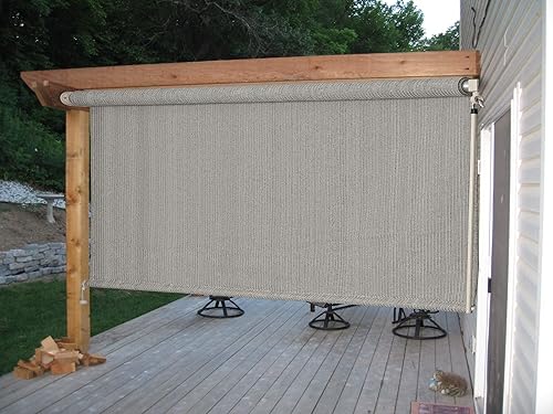 Miniatura 4 de DREAM ART Persianas solares para exteriores y exteriores, con manivela inalámbrica, enrollable, para patio, césped, jardín, pérgola, porche, cabaña,