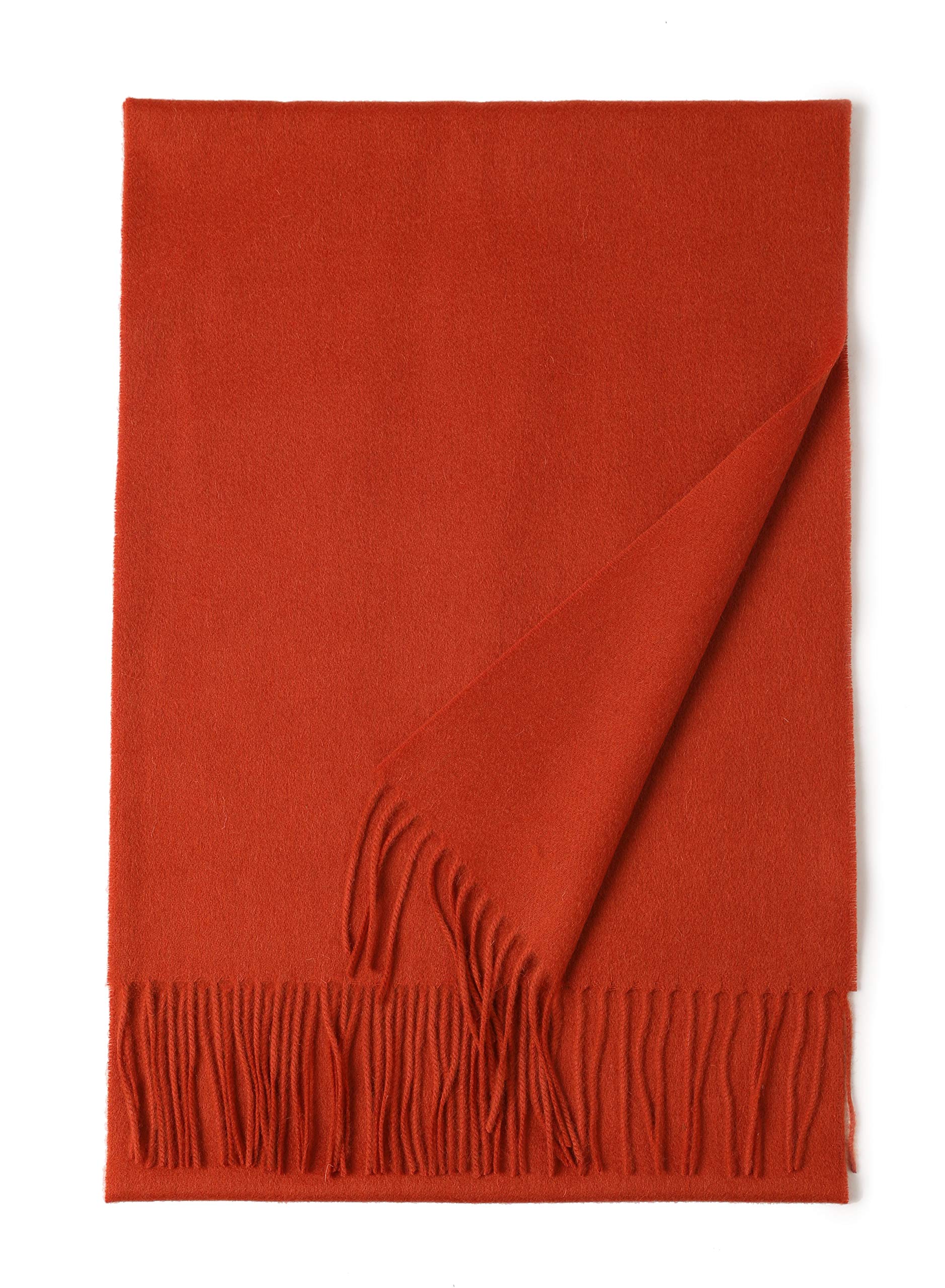 Prettystern Women's Red-Orange Long And Soft Wool Scarf With Fringes For Autumn Winter Men And