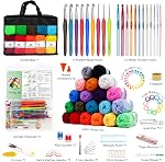 20 Large Acrylic Yarn Skeins-105 PCS Crochet Kit with Hooks Set, Premium Bundle Includes 2000 Yards Yarn Balls, Needles, Accessories, Ideal Starter Pack for Kids Adults Beginner Professionals
