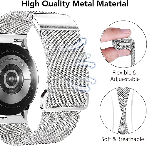 Miniatura 3 de YGTIECS Bandas de metal compatibles con Galaxy Watch 7 Band 6 5 4 FE Active 2 1.575 in1.732 in, 0.787 in acero inoxidable doble correa magnética